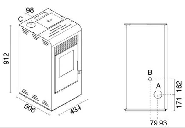 Estufa a Pellet Eva Calor, Modelo Rita 9Kw