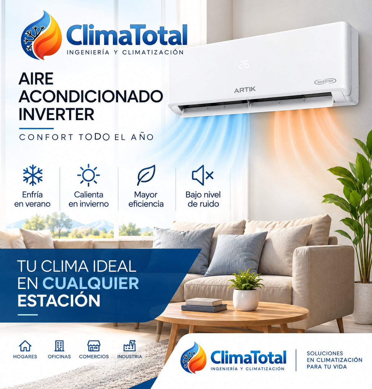 Aire Acondicionado Artik EVO Inverter BTU Frío/Calor WiFi R32
